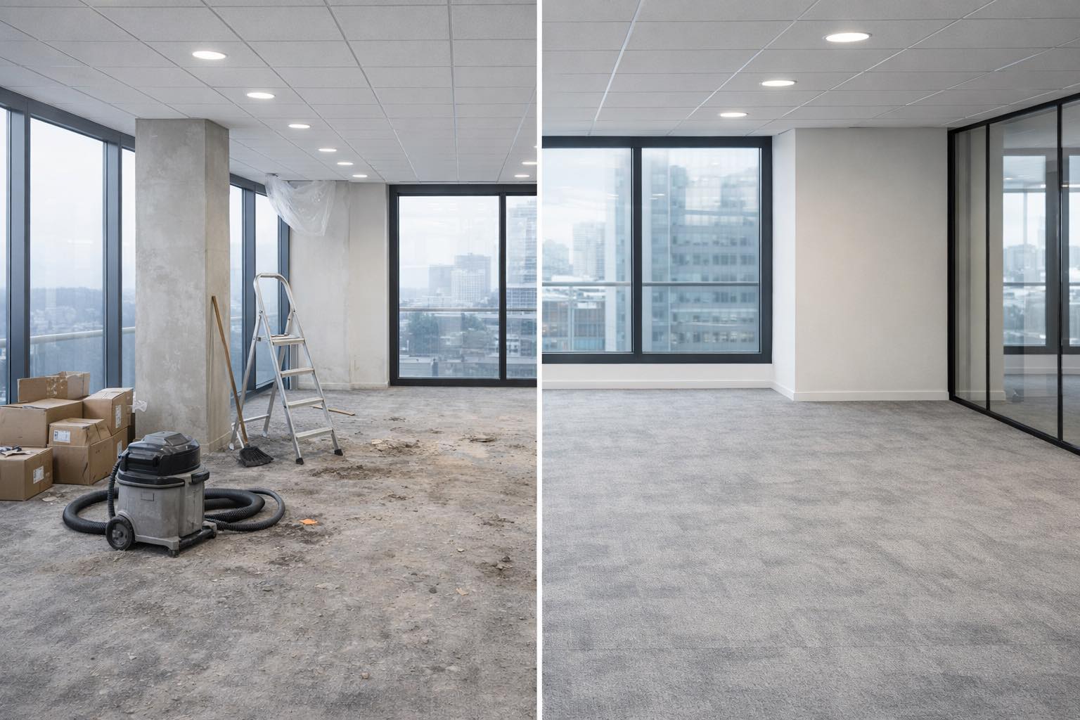 Nettoyage de bureau apres construction